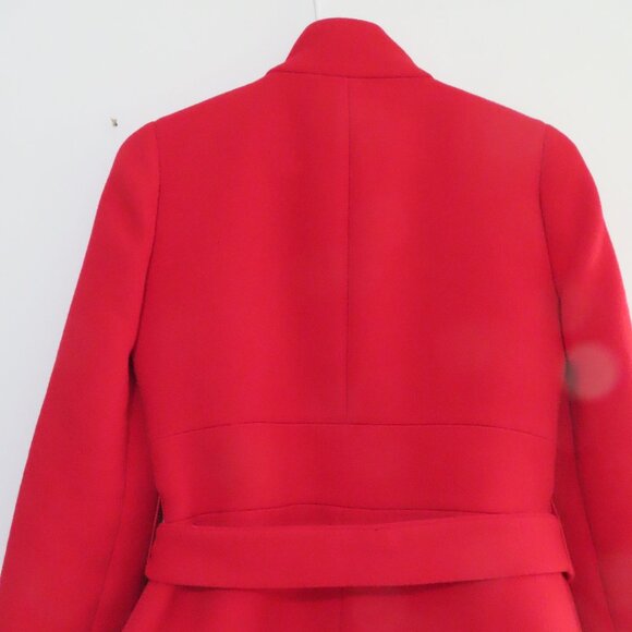 J.Crew Funnel Neck Red Coat with Tie Belt Size 0 - Picture 9 of 11
